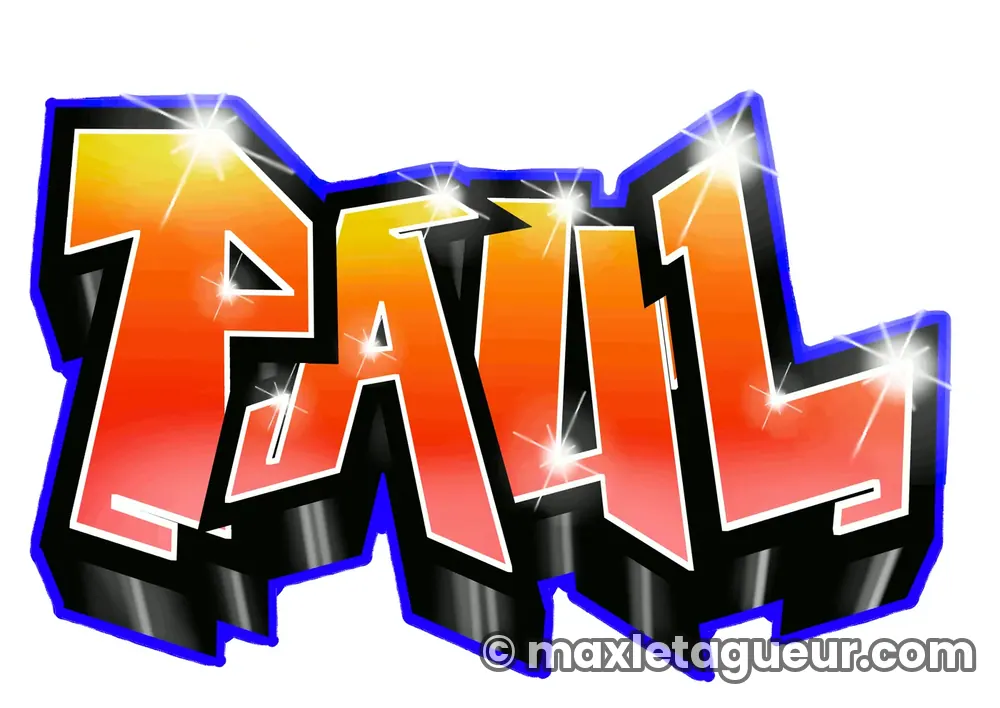 Graffiti prénom Paul noir et orange – lettrage graffiti – Max Le Tagueur