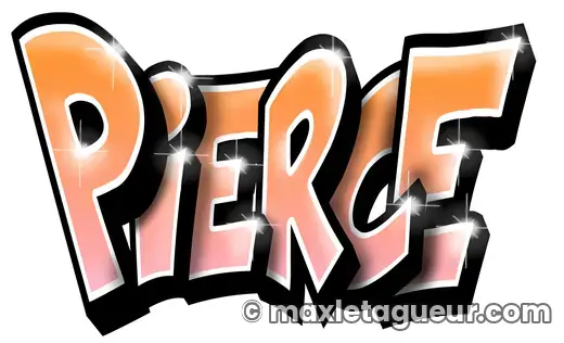 Graffiti prénom Pierce noir et orange – lettrage graffiti – style 3 – Max Le Tagueur – 2021