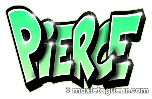 Graffiti prénom Pierce vert et noir – lettrage graffiti – Max Le Tagueur – 2020