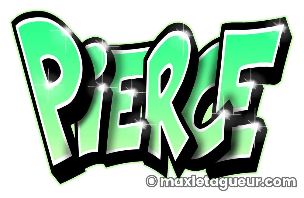 Graffiti prénom Pierce vert et noir – lettrage graffiti – Max Le Tagueur – 2020
