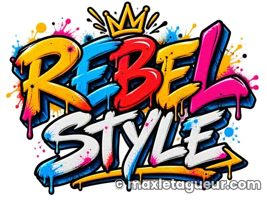 Graffiti Rebel Style noir et gris – lettrage graffiti – style 2 – Max Le Tagueur – 2026
