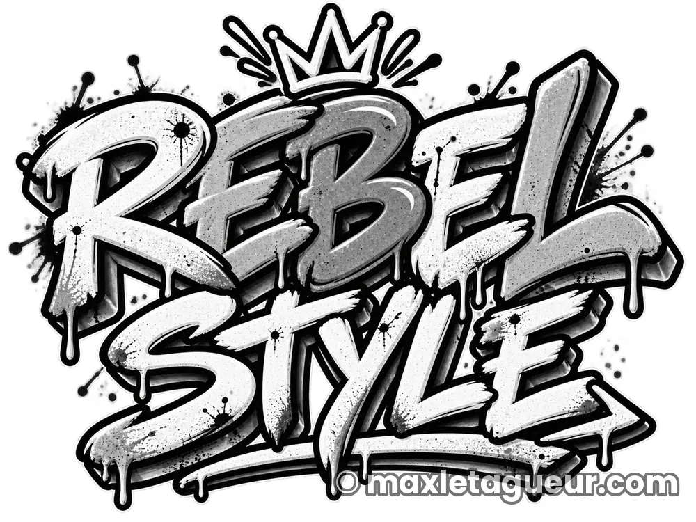 Graffiti Rebel Style gris et noir – lettrage graffiti – Max Le Tagueur – 2026