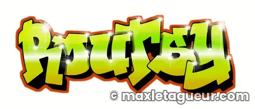 Graffiti blaze Routsy vert et orange – lettrage graffiti – style 2 – Max Le Tagueur