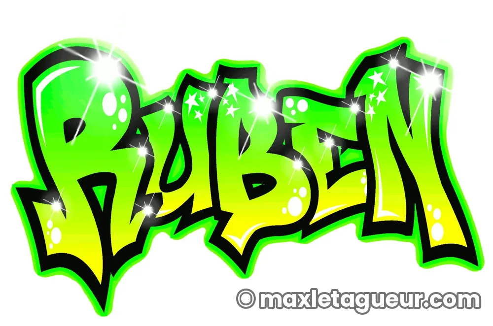 Graffiti prénom Ruben vert et noir – lettrage graffiti – Max Le Tagueur – 2018