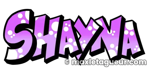 Graffiti prénom Shayna violet et noir – lettrage graffiti – style 2 – Max Le Tagueur – 2021