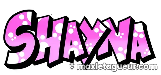 Graffiti prénom Shayna rose et noir – lettrage graffiti – style 3 – Max Le Tagueur – 2021