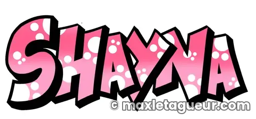 Graffiti prénom Shayna noir et rose – lettrage graffiti – Max Le Tagueur – 2021