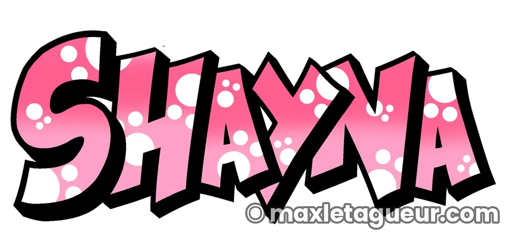 Graffiti prénom Shayna noir et rose – lettrage graffiti – Max Le Tagueur – 2021
