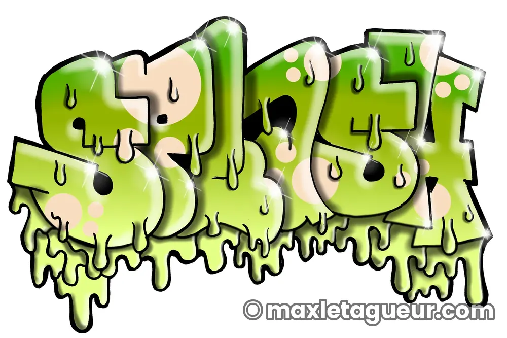 Graffiti Splash vert et gris – lettrage graffiti – Max Le Tagueur – 2019