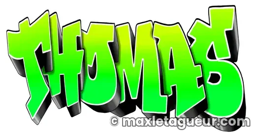 Graffiti prénom Thomas vert et gris – lettrage graffiti – Max Le Tagueur – 2021