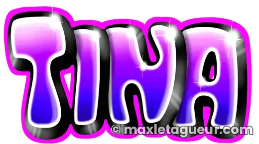 Graffiti prénom Tina rose et violet – lettrage graffiti – Max Le Tagueur