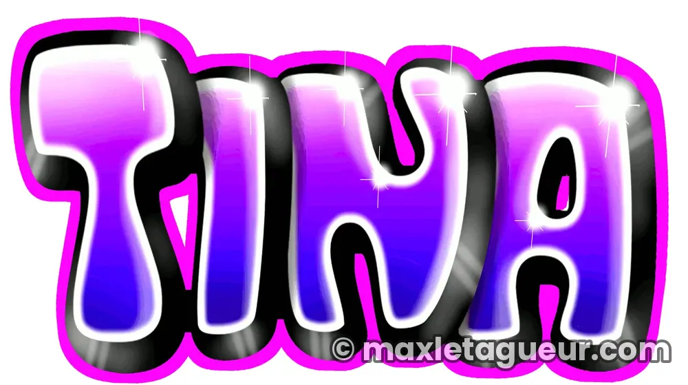 Graffiti prénom Tina rose et violet – lettrage graffiti – Max Le Tagueur