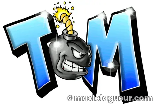 Graffiti prénom Tom gris et noir – lettrage graffiti – style 4 – Max Le Tagueur – 2018