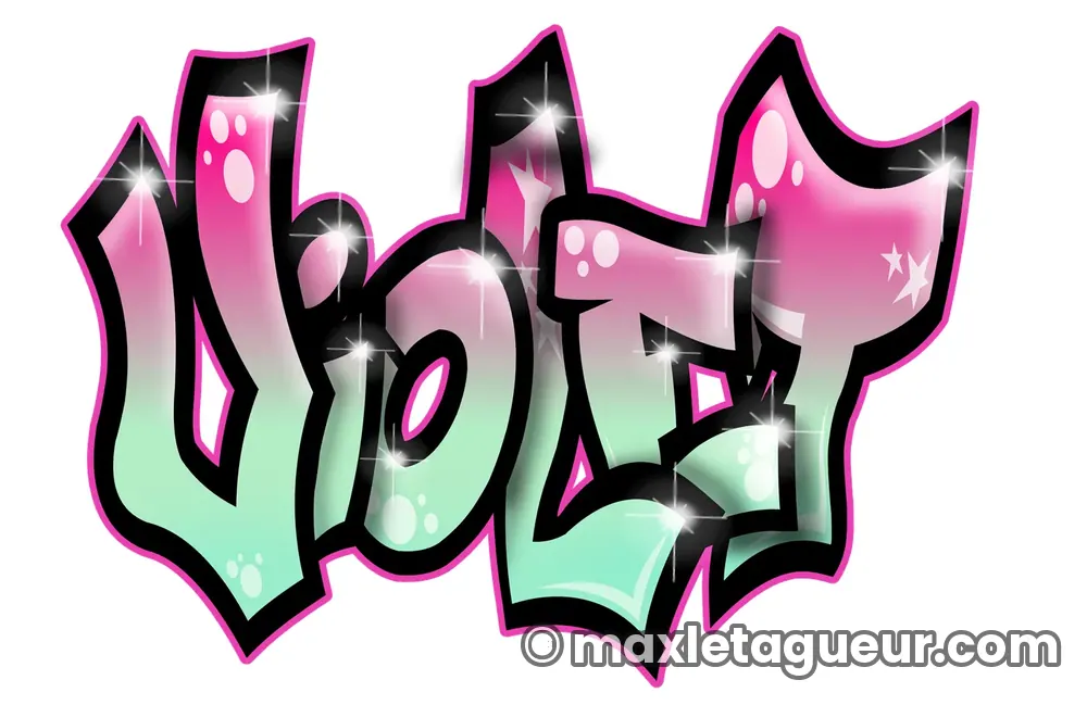Graffiti prénom Violet rose et noir – lettrage graffiti – Max Le Tagueur – 2020