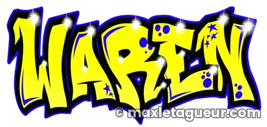 Graffiti blaze Wareno jaune et noir – lettrage graffiti – style 2 – Max Le Tagueur