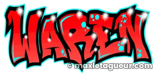 Graffiti blaze Wareno rouge et noir – lettrage graffiti – style 3 – Max Le Tagueur