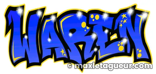 Graffiti blaze Wareno bleu et noir – lettrage graffiti – Max Le Tagueur