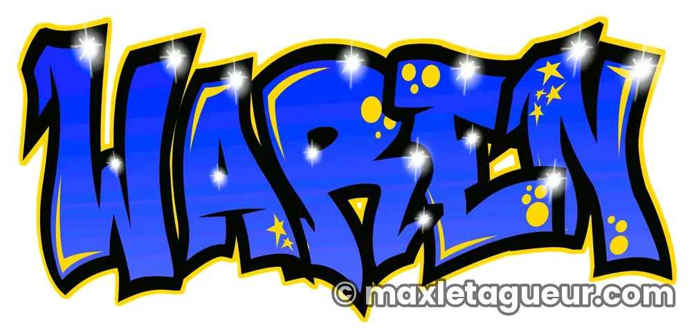 Graffiti blaze Wareno bleu et noir – lettrage graffiti – Max Le Tagueur
