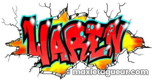Graffiti prénom Warren rouge et noir – lettrage graffiti – Max Le Tagueur
