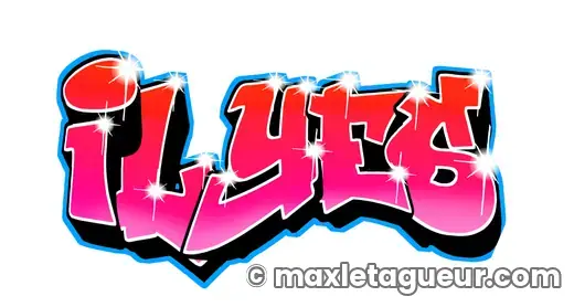 Graffiti prénom Yliès rose et rouge – lettrage graffiti – Max Le Tagueur – 2021
