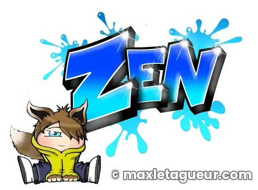 Graffiti Zen turquoise et bleu – lettrage graffiti – Max Le Tagueur